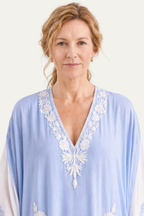 Kashmir Silk Butterfly Light Blue Kaftan