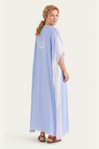 Kashmir Silk Butterfly Light Blue Kaftan