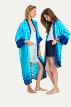 Long Satin Kimono Turquoise