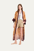 Long Satin Kimono Brown