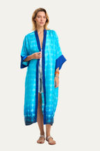 Long Satin Kimono Turquoise