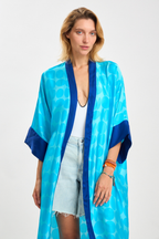 Long Satin Kimono Turquoise