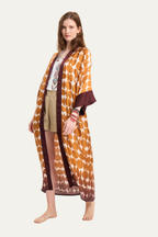 Long Satin Kimono Brown