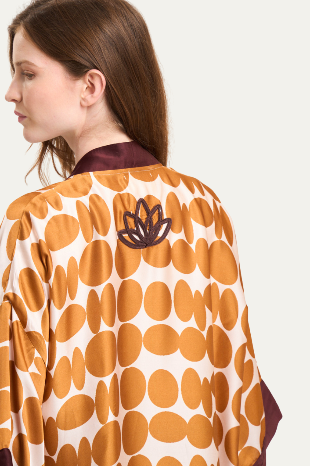 Long Satin Kimono Brown