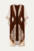Silk Embroidery Kimono Brown