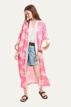 Long Satin Kimono Pink