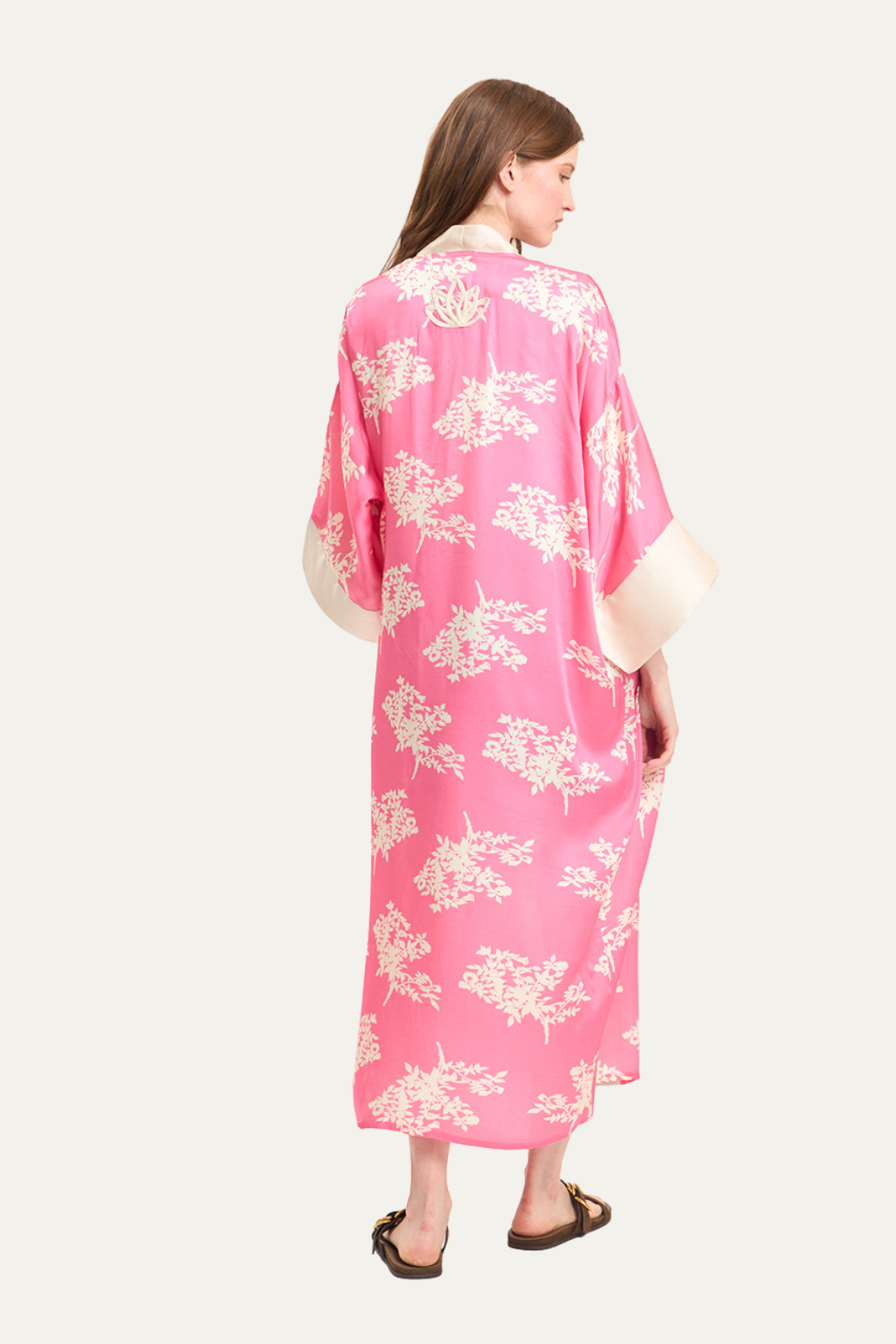 Long Satin Kimono Pink