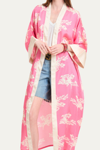 Long Satin Kimono Pink