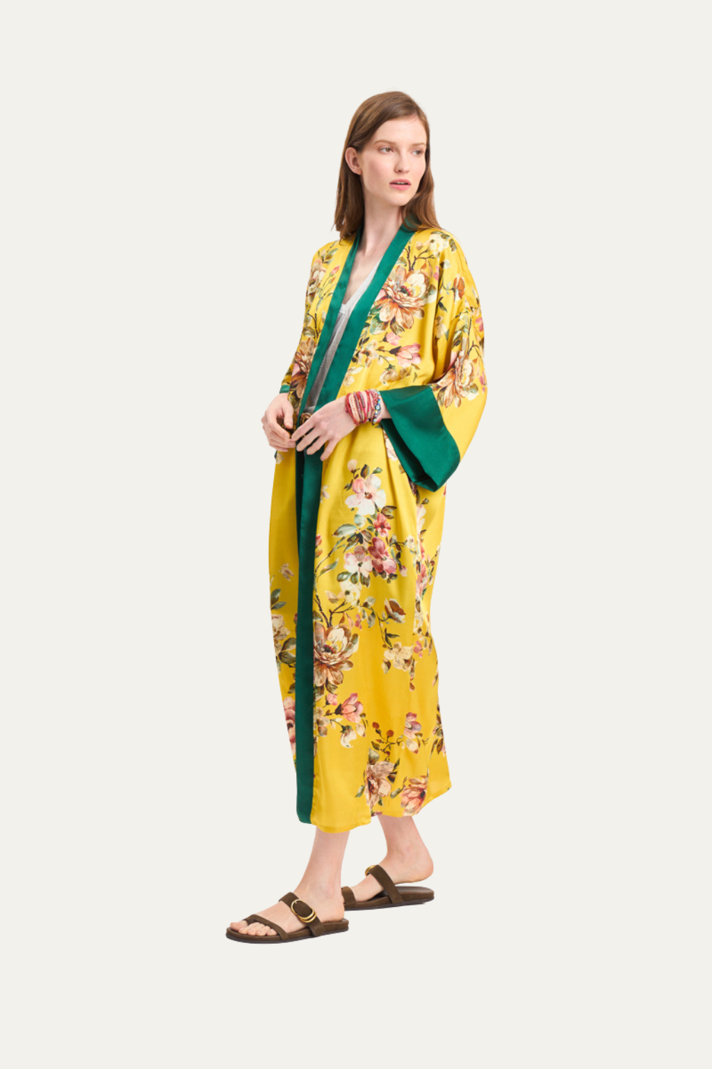 Long Satin Kimono Yellow