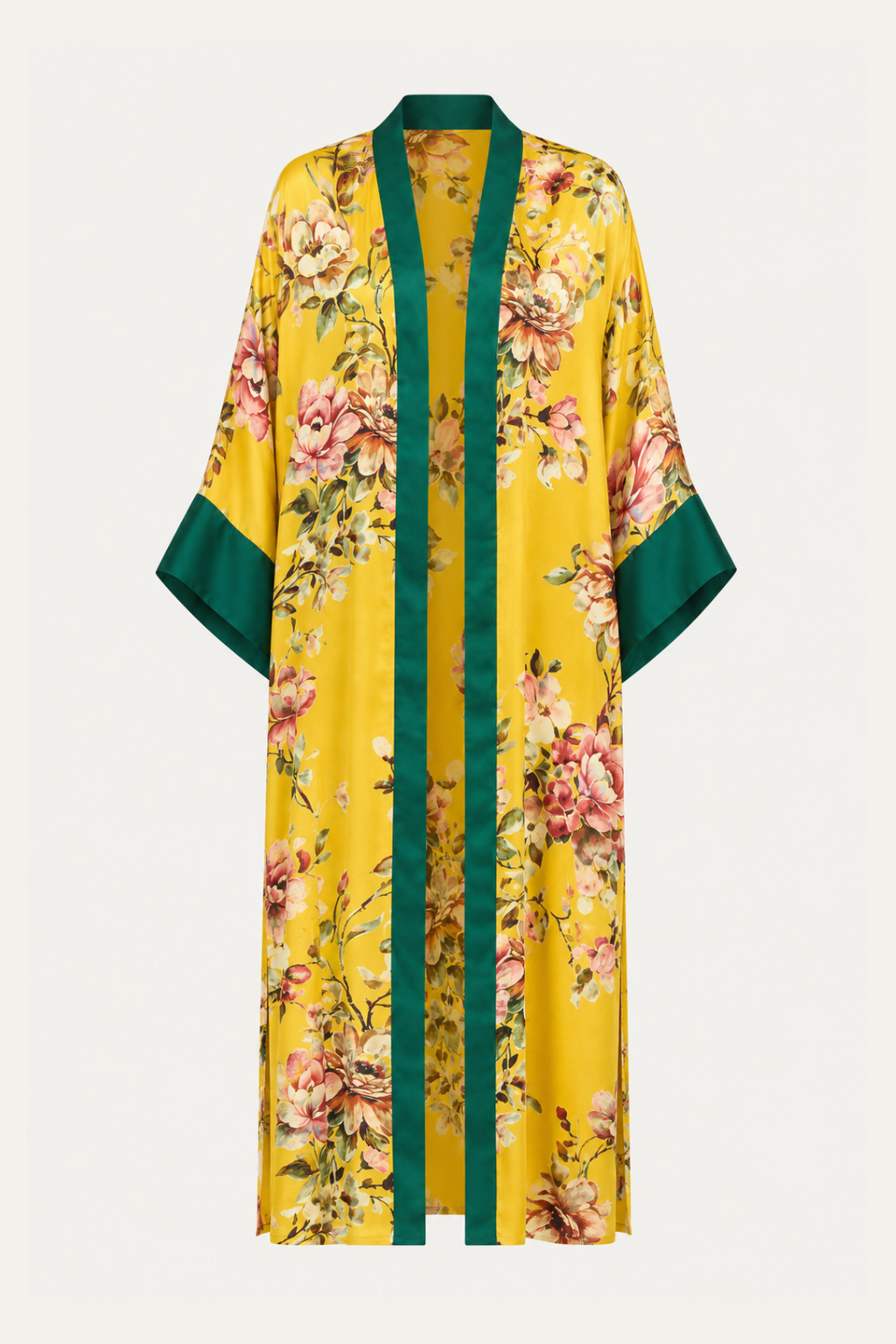 Long Satin Kimono Yellow